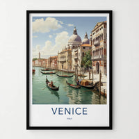 Venice Poster - Italy Travel Art - Historic Canal Gondolas Home Decor