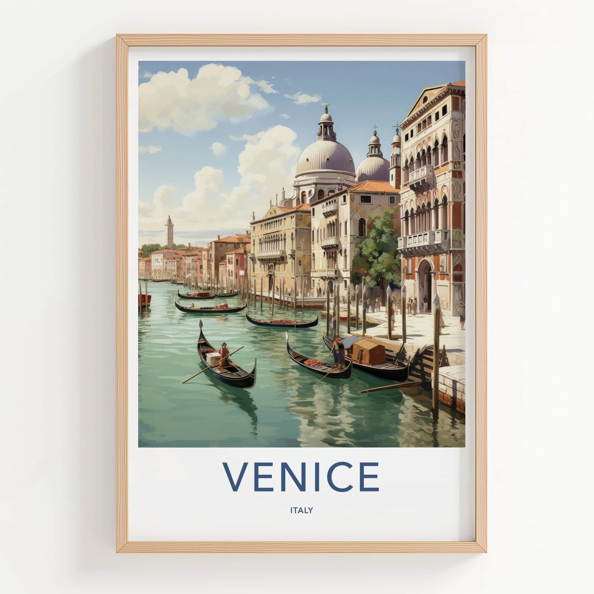 Venice Poster - Italy Travel Art - Historic Canal Gondolas Home Decor