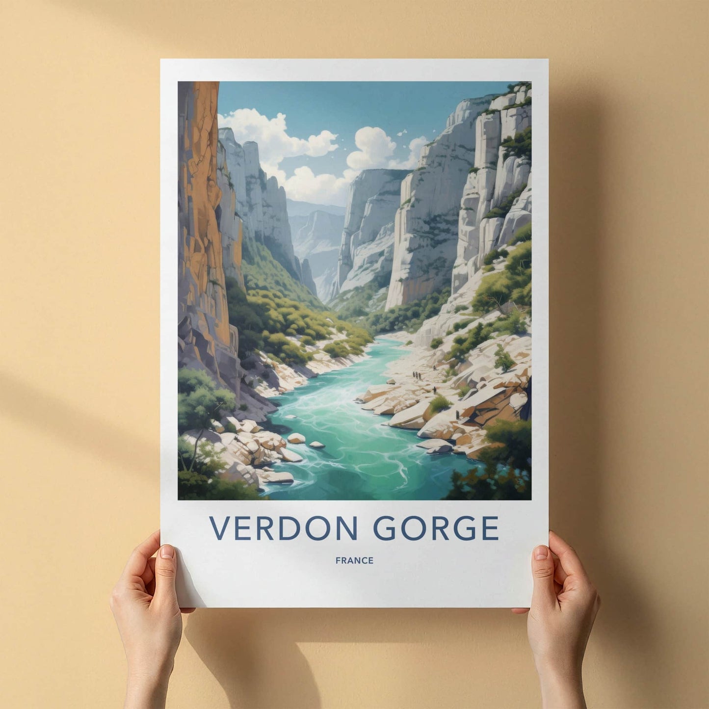 VERDON GORGE Poster - FRANCE Travel Art - Emerald River Cliffs Home Decor