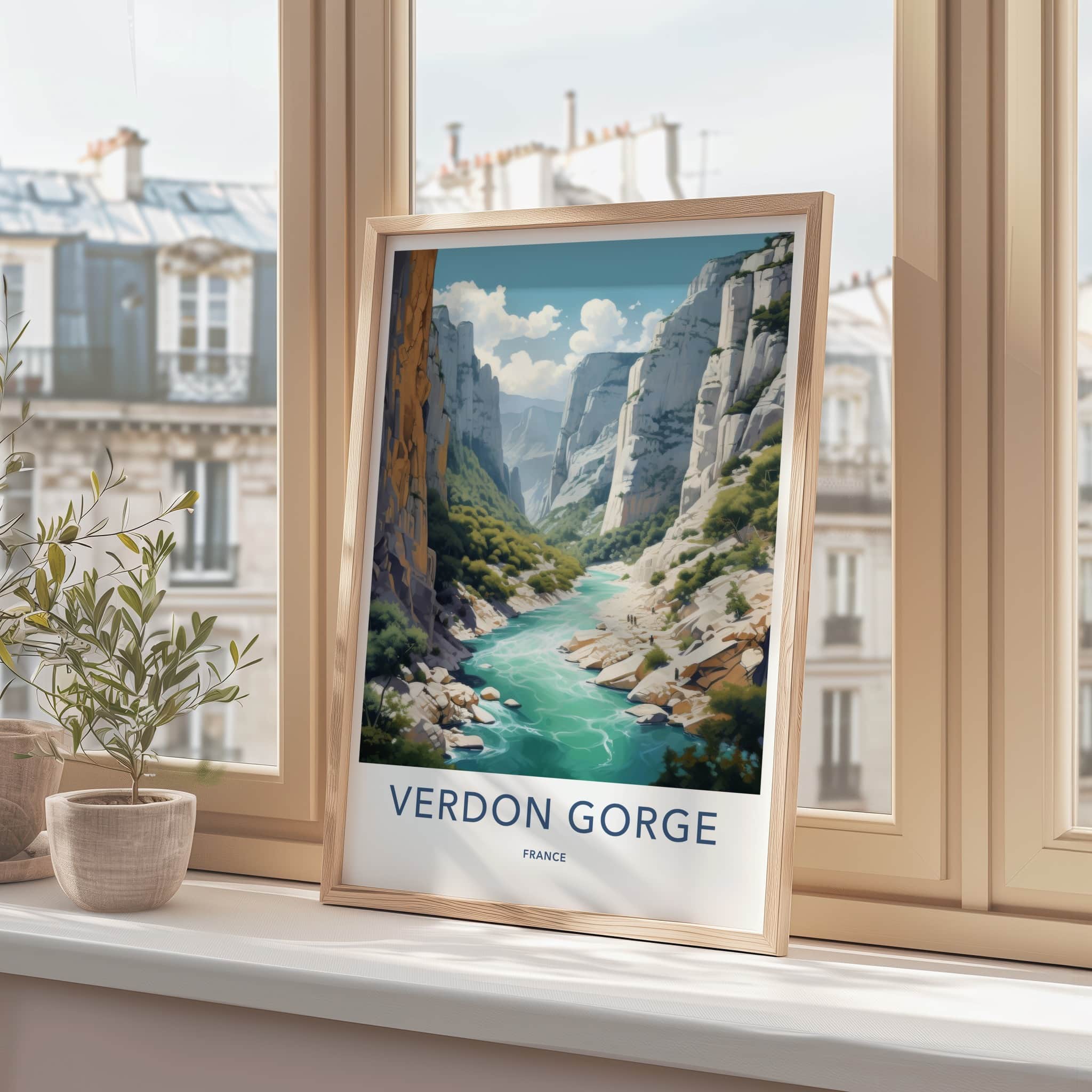 VERDON GORGE Poster - FRANCE Travel Art - Emerald River Cliffs Home Decor