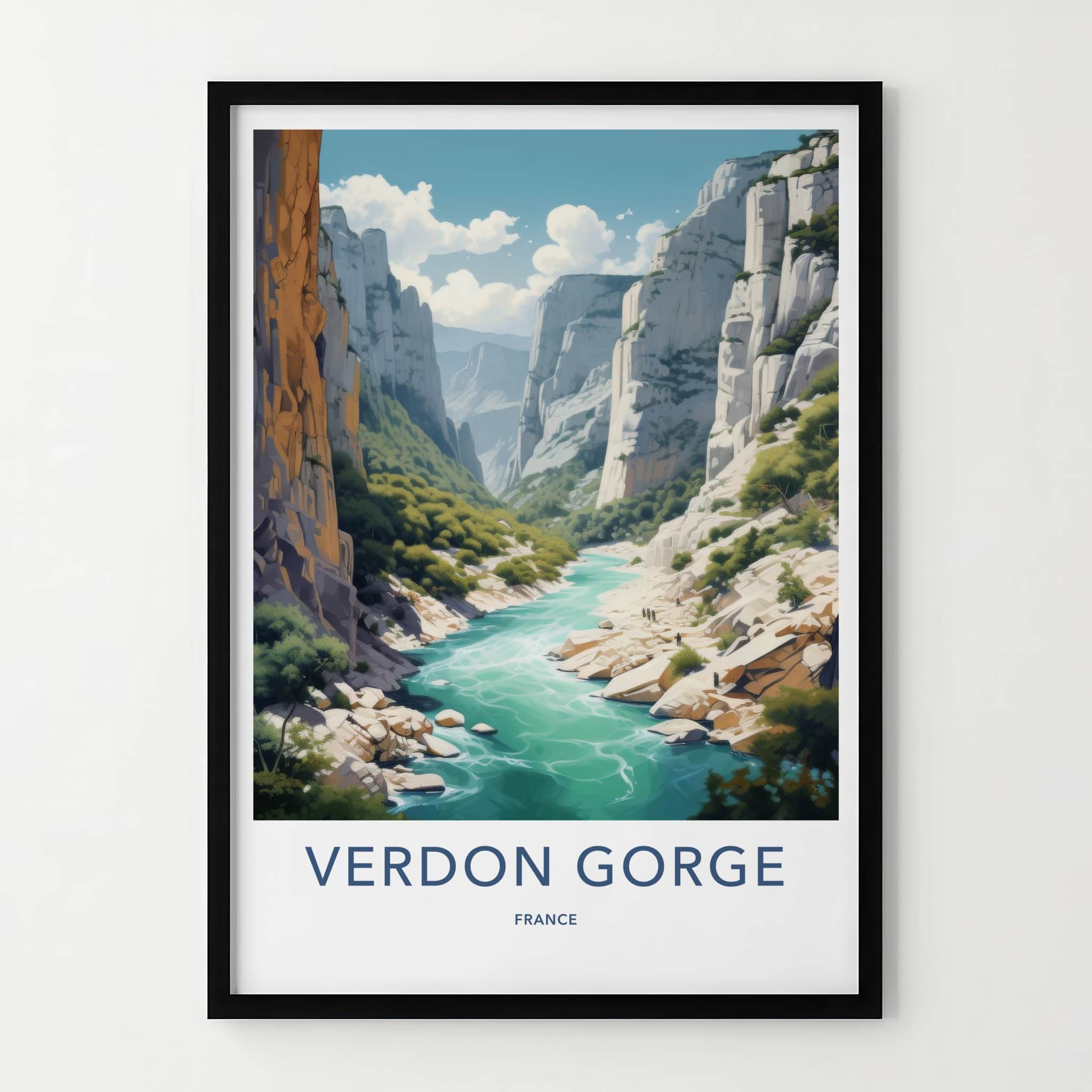 VERDON GORGE Poster - FRANCE Travel Art - Emerald River Cliffs Home Decor