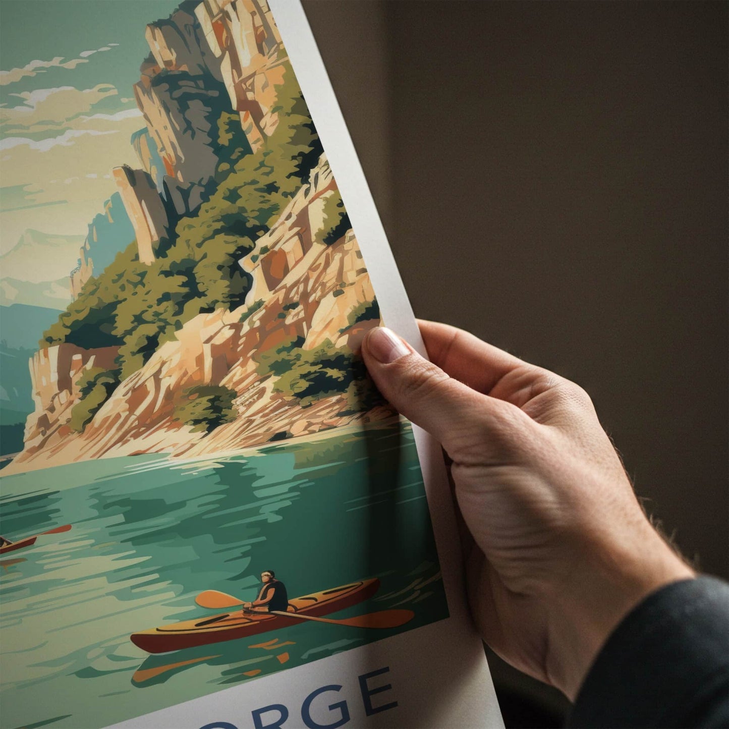 Verdon Gorge Poster - France Travel Art - Majestic Gorge Kayaking Home Decor