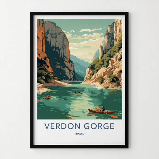 Verdon Gorge Poster - France Travel Art - Majestic Gorge Kayaking Home Decor