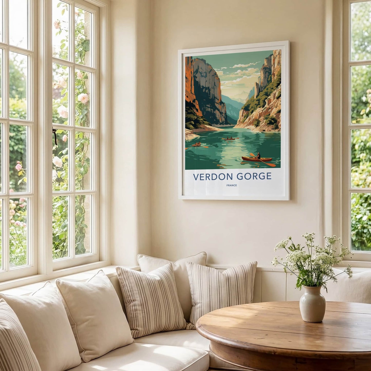 Verdon Gorge Poster - France Travel Art - Majestic Gorge Kayaking Home Decor