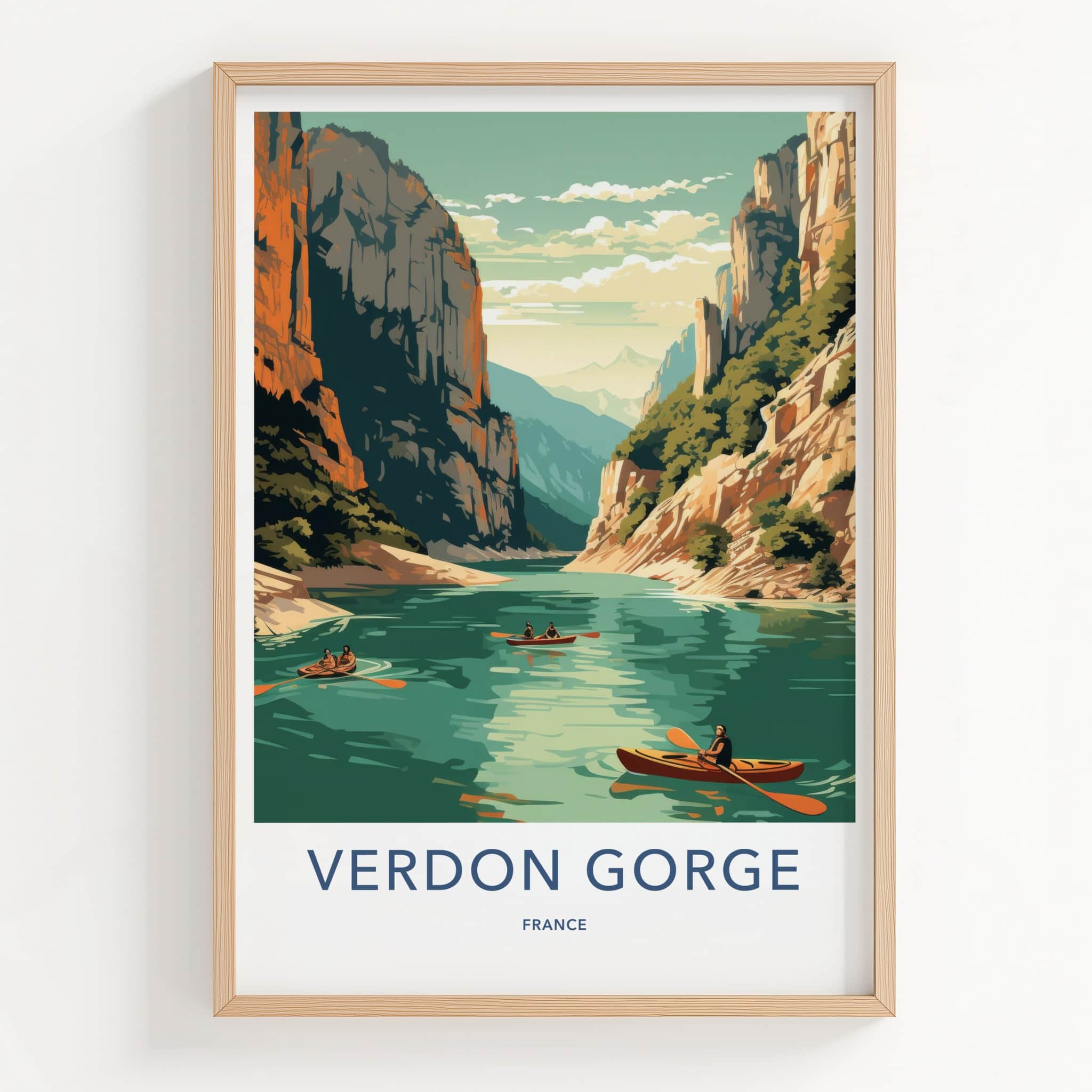 Verdon Gorge Poster - France Travel Art - Majestic Gorge Kayaking Home Decor
