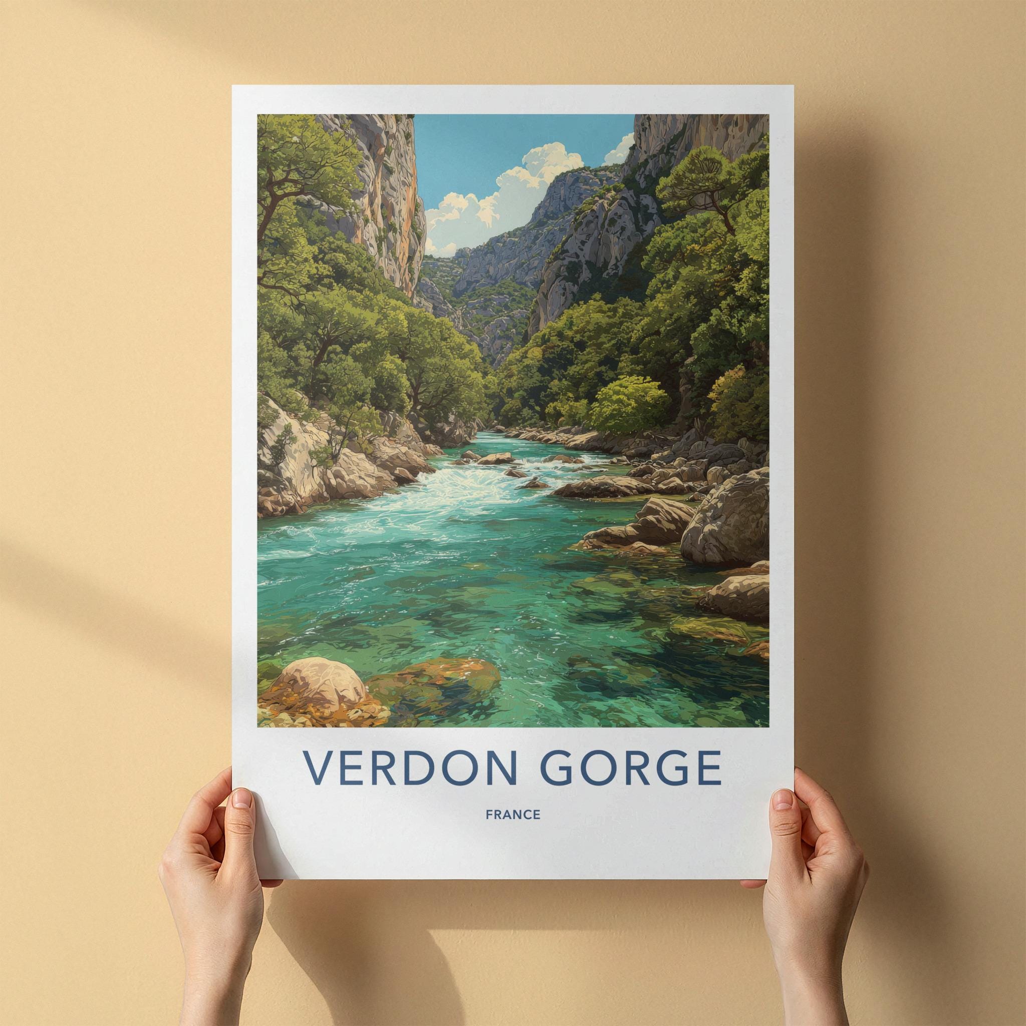 Verdon Gorge Poster - France Wall Art - Emerald River Gorge Home Decor