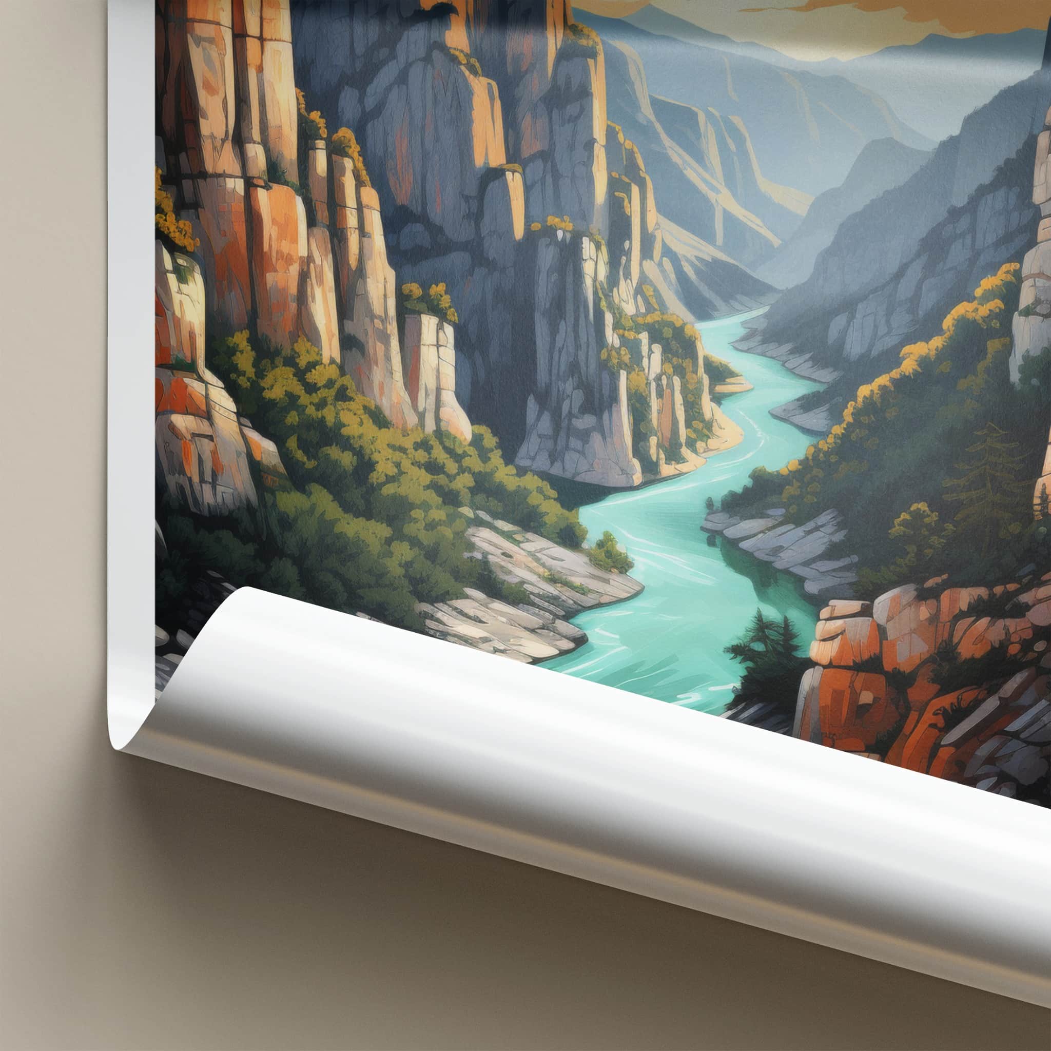 Verdon Gorge Poster - France Wall Art - Gorge River Sunset Home Decor
