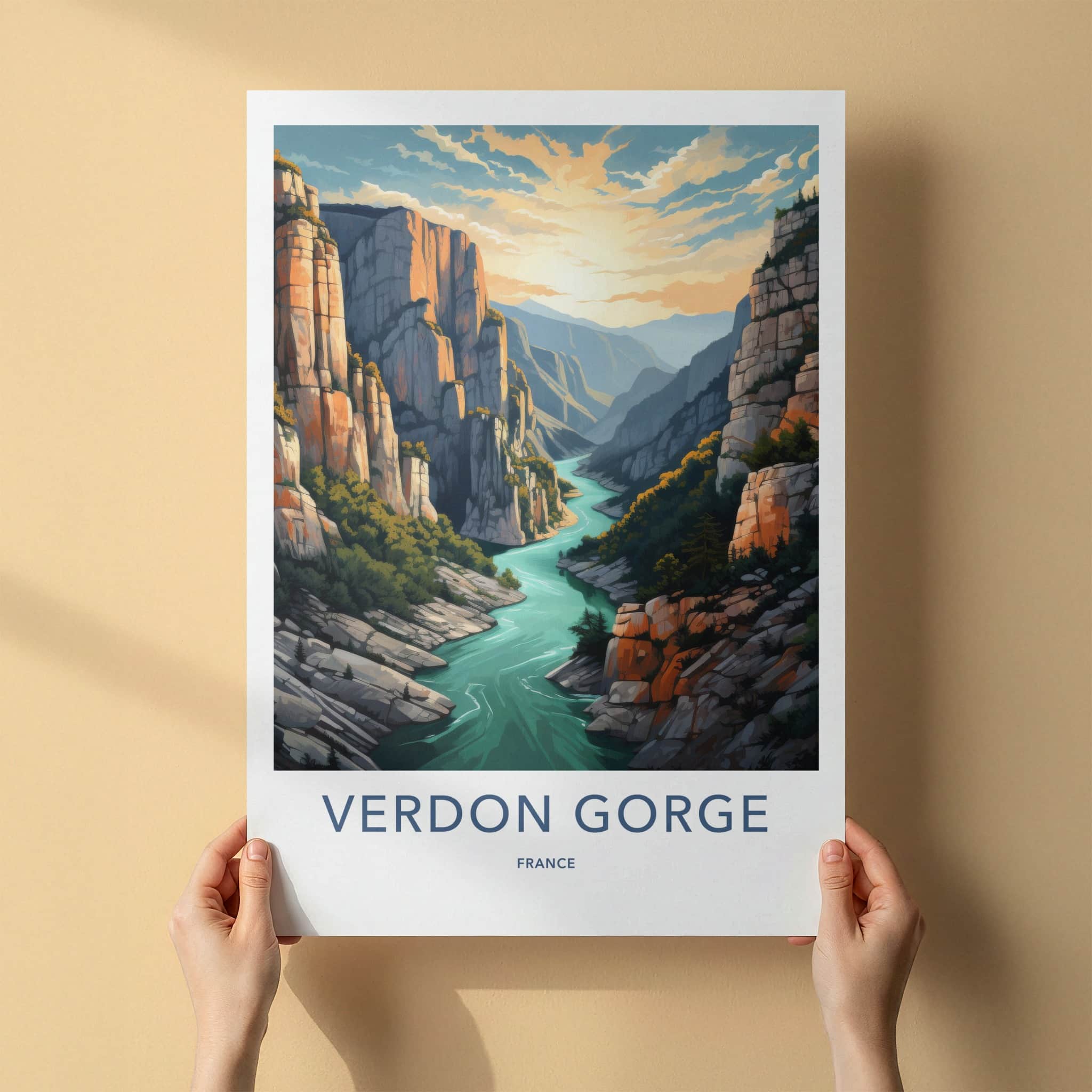 Verdon Gorge Poster - France Wall Art - Gorge River Sunset Home Decor