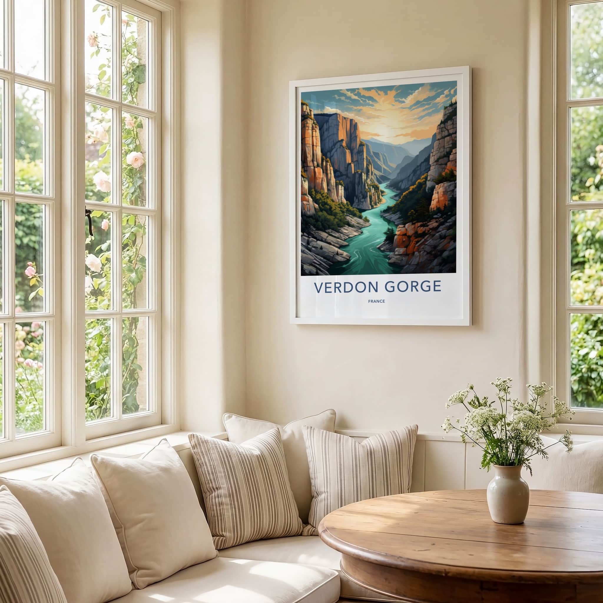 Verdon Gorge Poster - France Wall Art - Gorge River Sunset Home Decor
