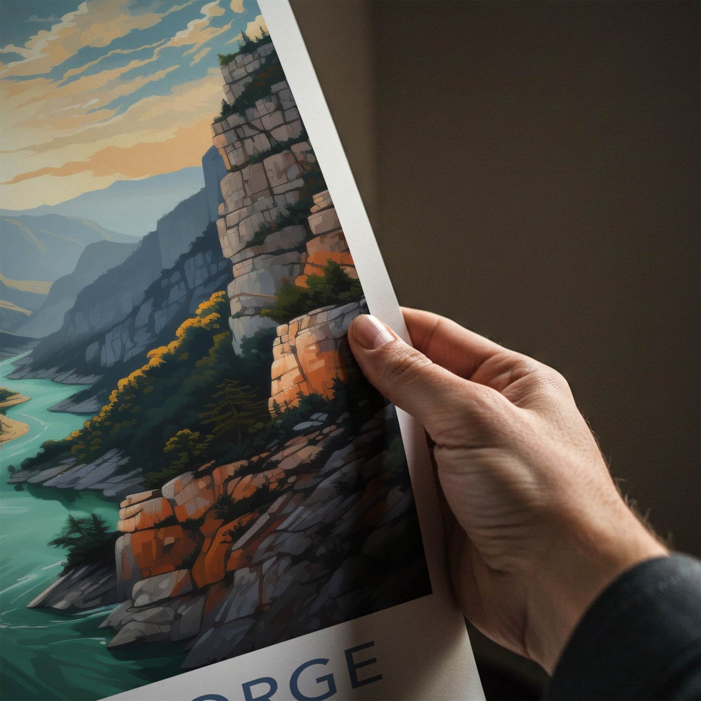Verdon Gorge Poster - France Wall Art - Gorge River Sunset Home Decor