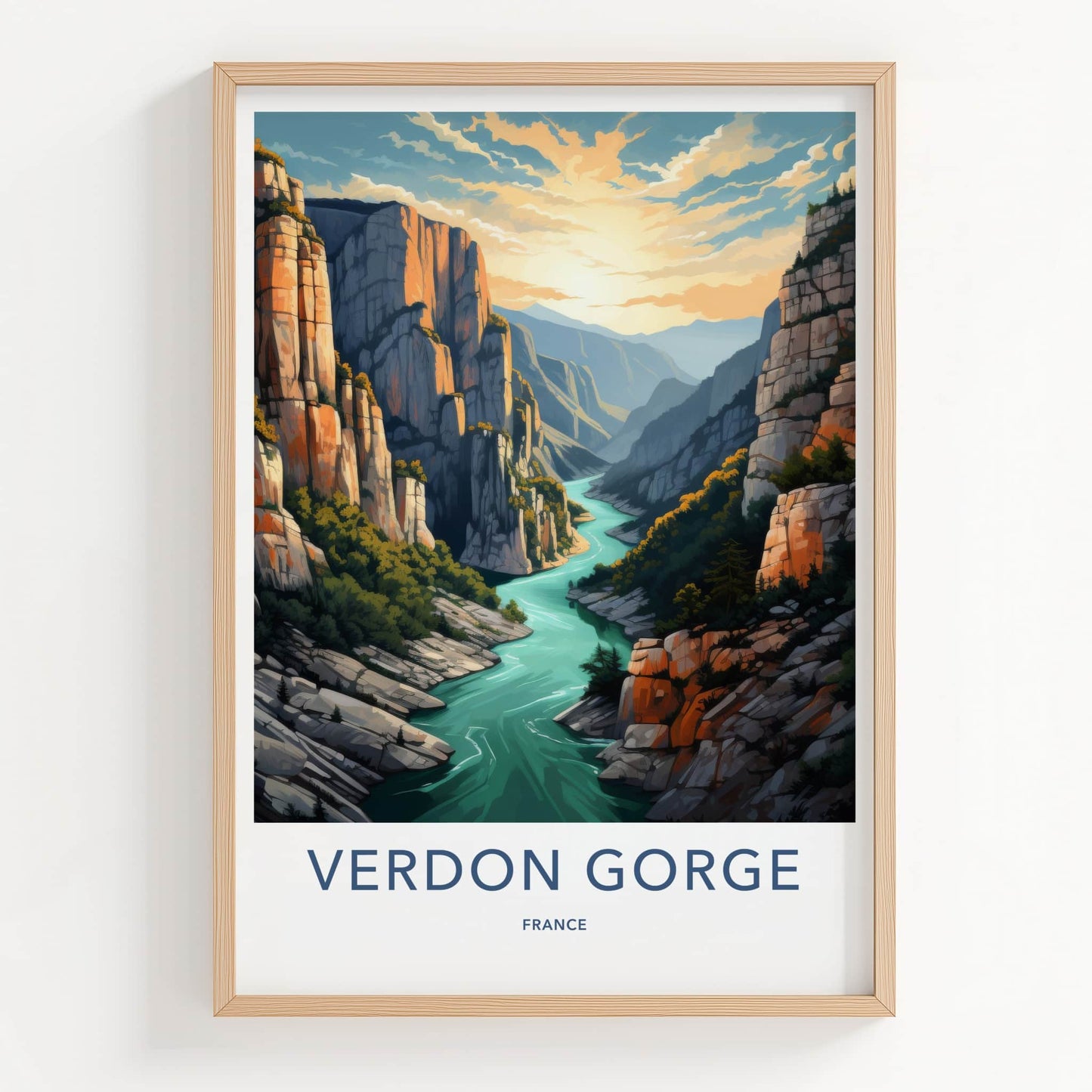 Verdon Gorge Poster - France Wall Art - Gorge River Sunset Home Decor