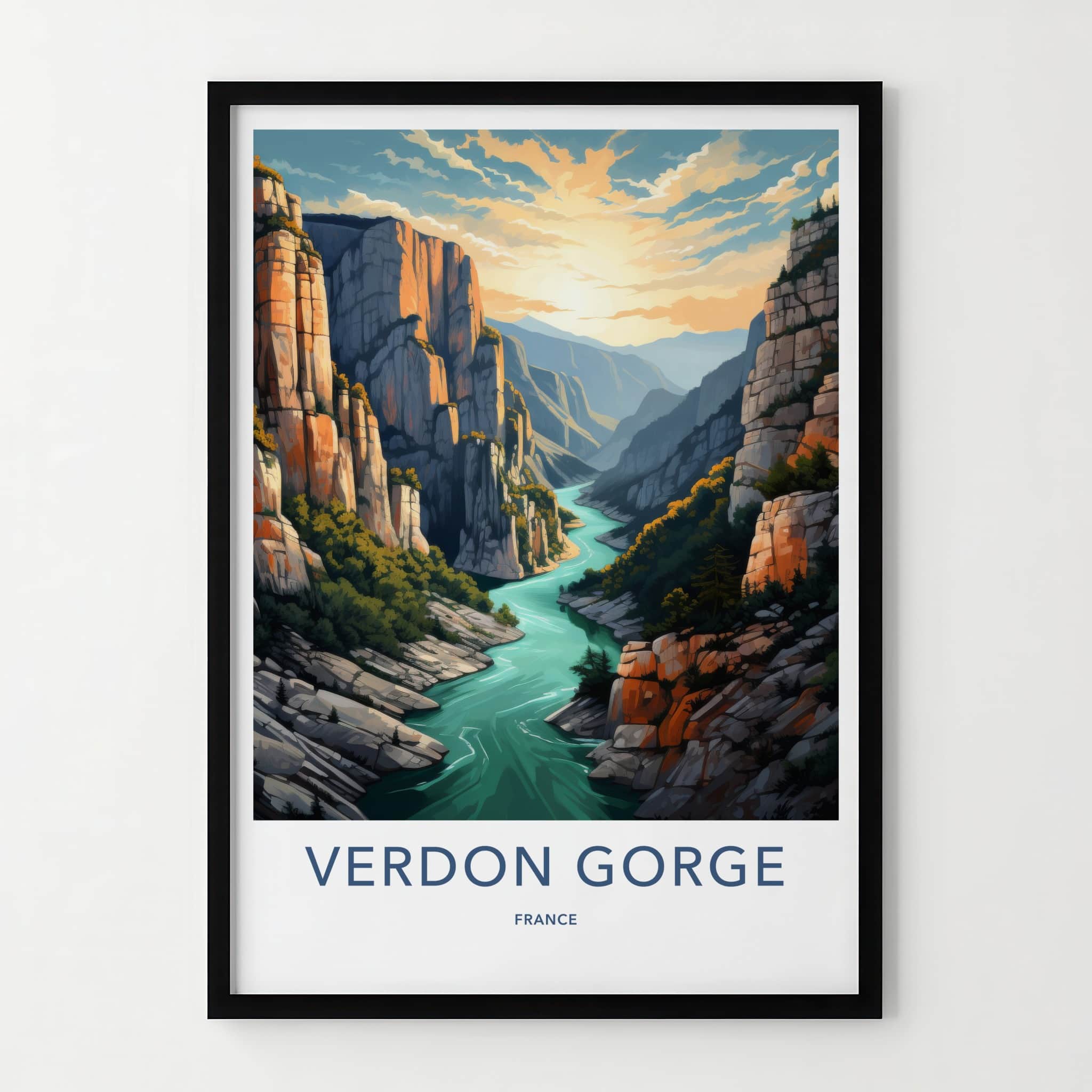 Verdon Gorge Poster - France Wall Art - Gorge River Sunset Home Decor