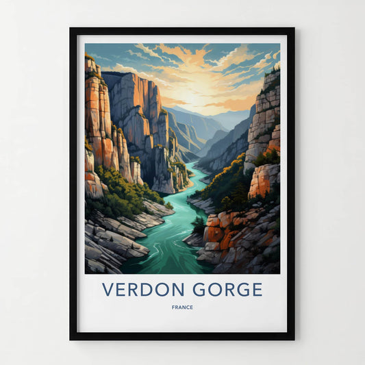 Verdon Gorge Poster - France Wall Art - Gorge River Sunset Home Decor