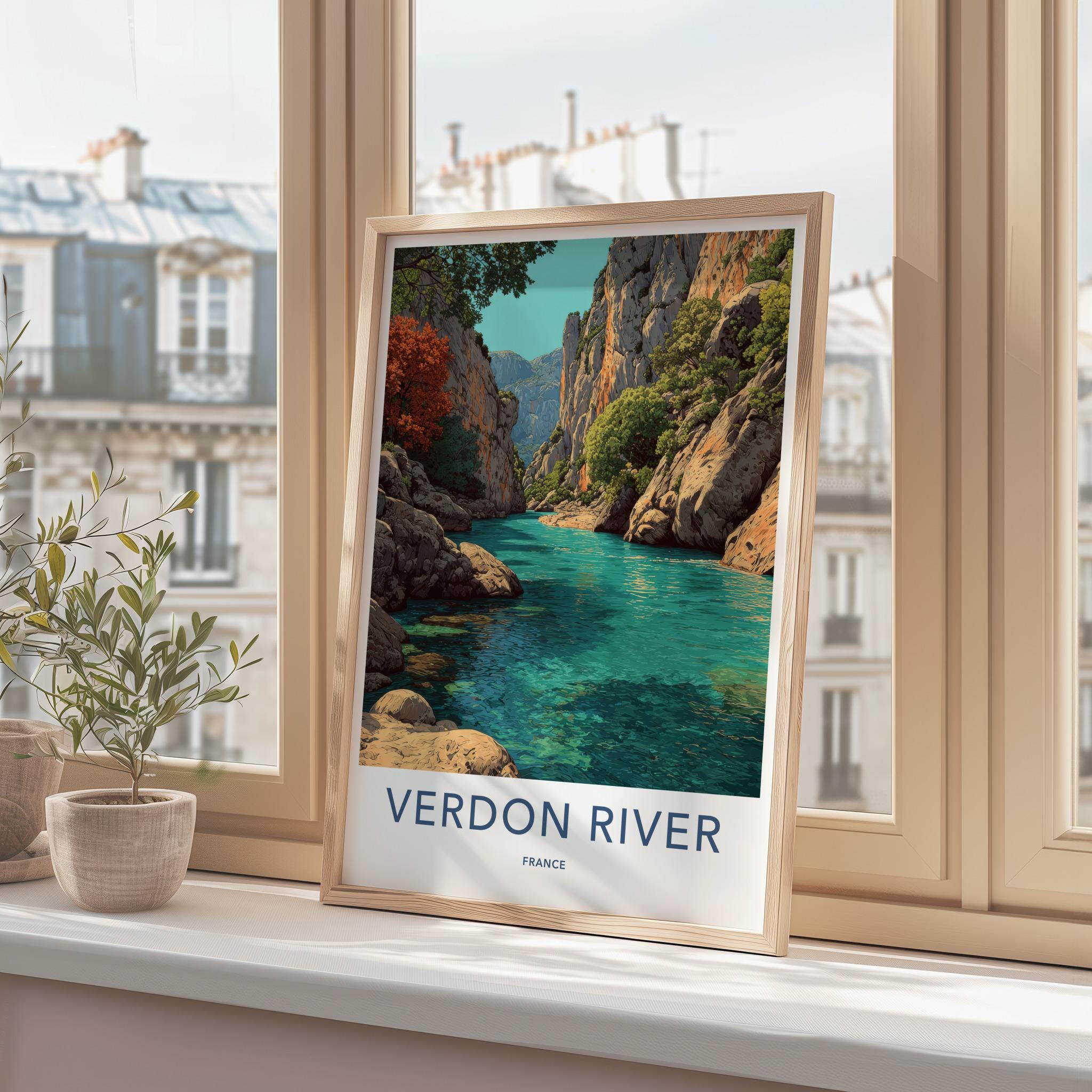 Verdon River Poster - France Travel Art - Emerald River Canyon Home Decor