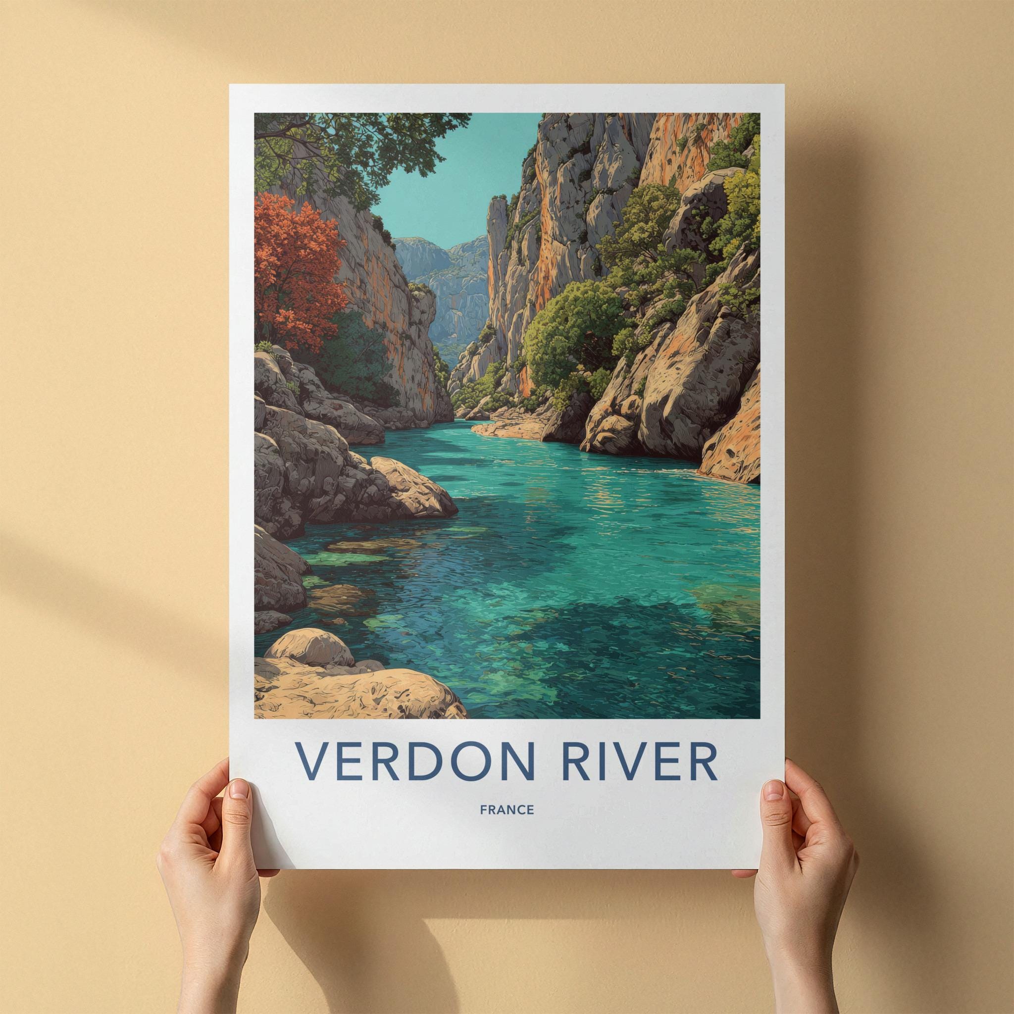 Verdon River Poster - France Travel Art - Emerald River Canyon Home Decor