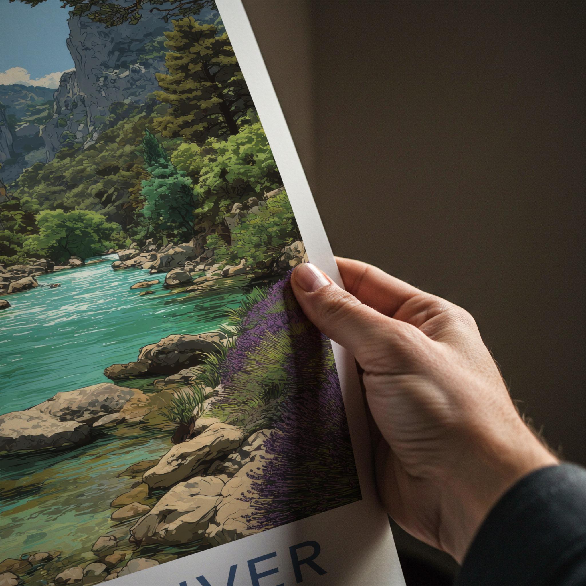 Verdon River Poster - France Travel Art - Turquoise Gorge Lavender Wall Decor