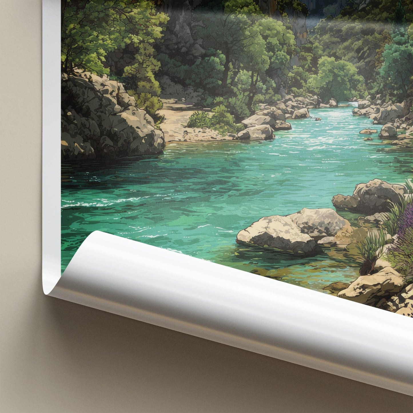 Verdon River Poster - France Travel Art - Turquoise Gorge Lavender Wall Decor