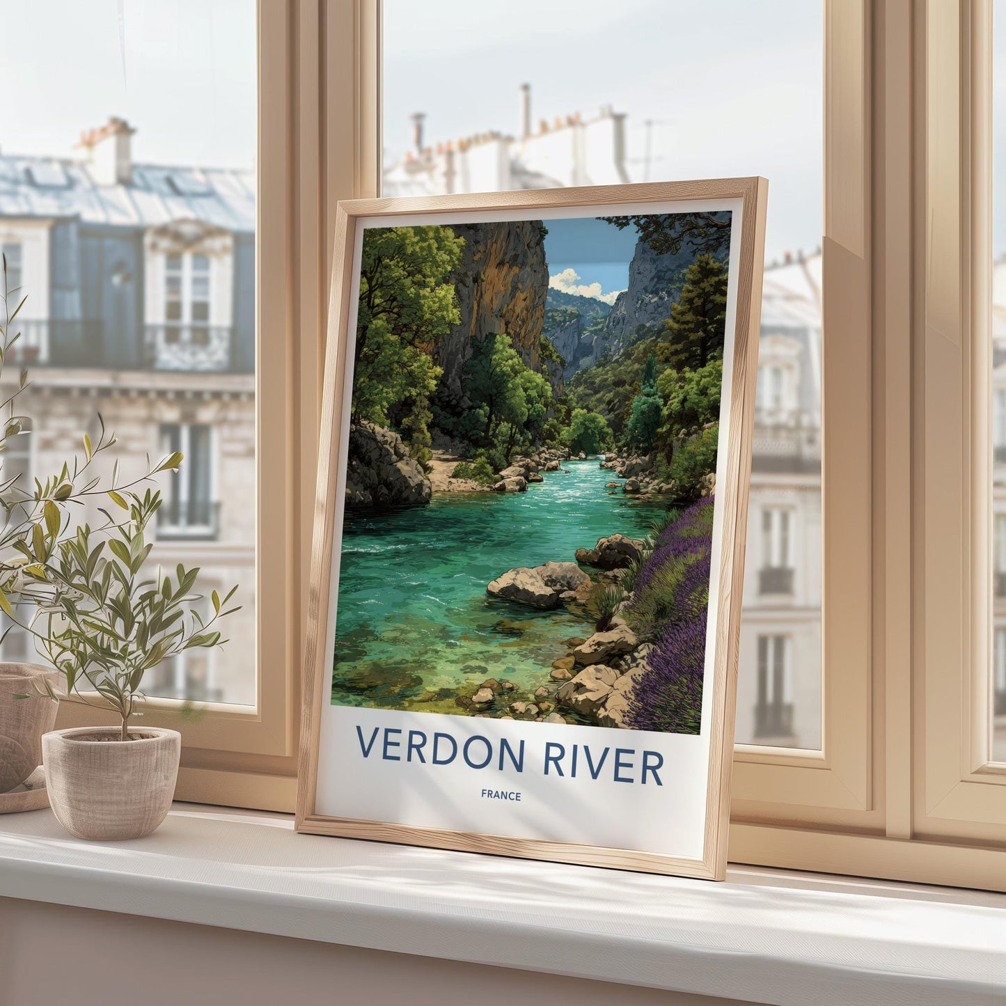 Verdon River Poster - France Travel Art - Turquoise Gorge Lavender Wall Decor