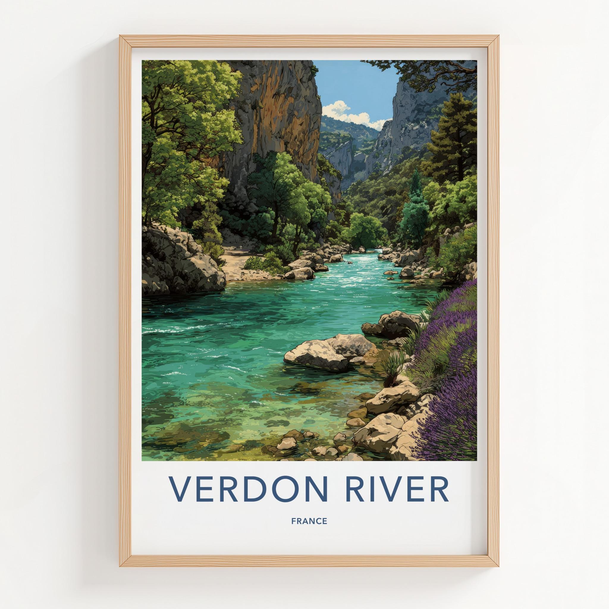 Verdon River Poster - France Travel Art - Turquoise Gorge Lavender Wall Decor