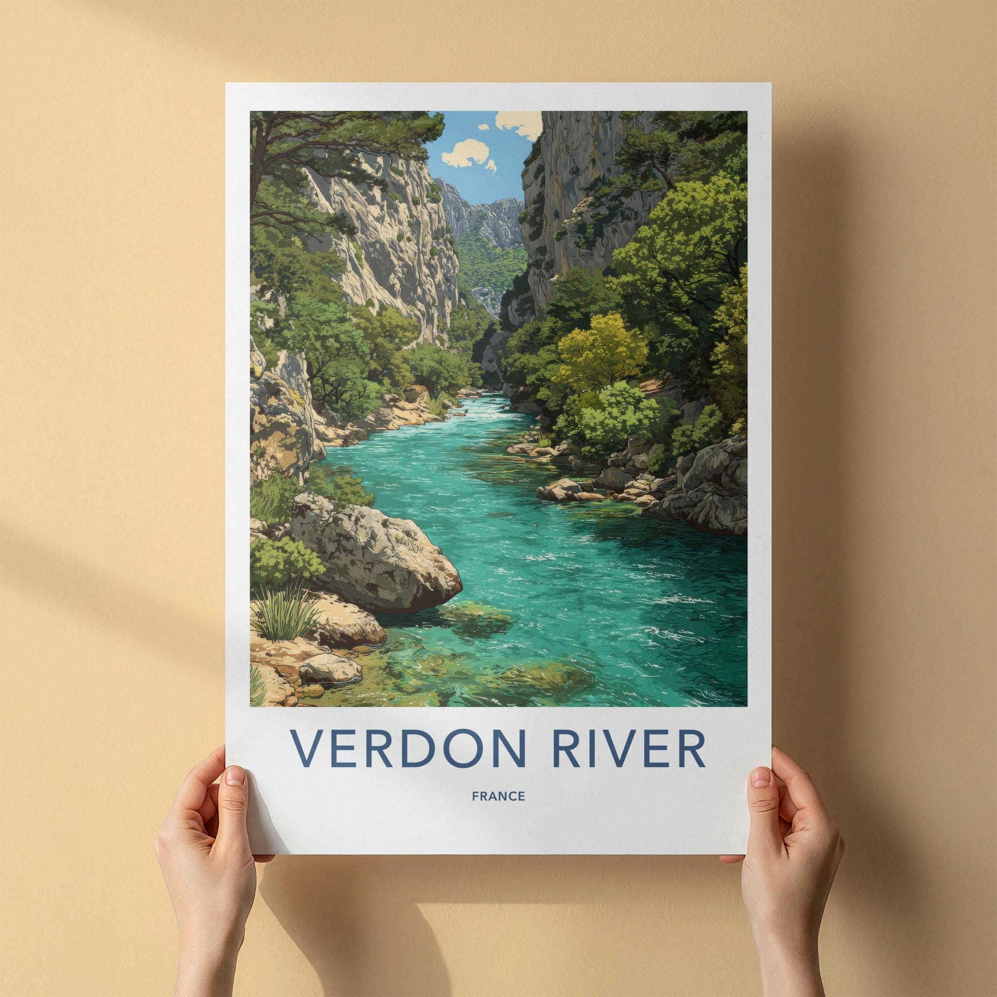 Verdon River Poster - France Travel Art - Turquoise River Gorge Home Decor