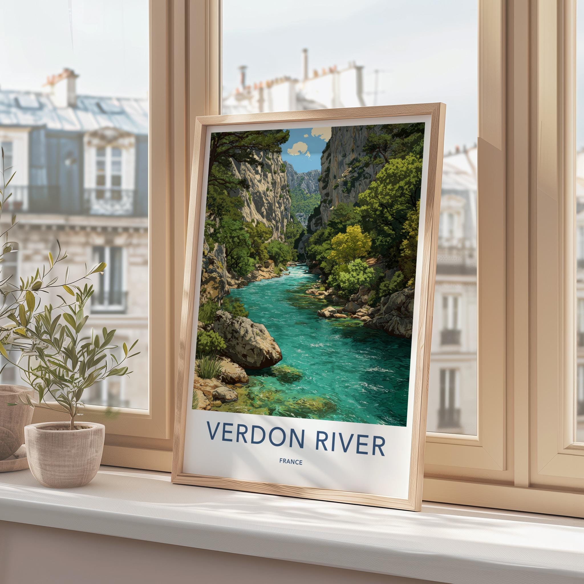 Verdon River Poster - France Travel Art - Turquoise River Gorge Home Decor