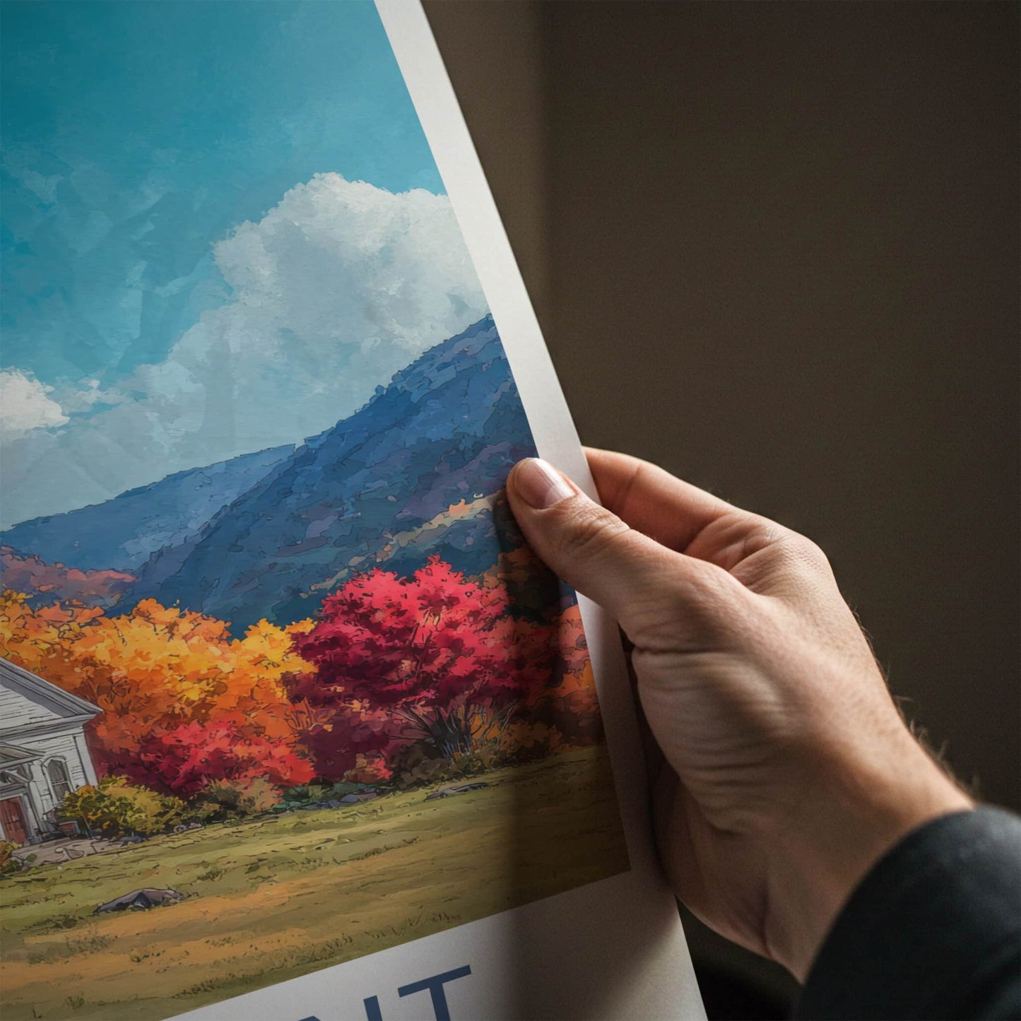 Vermont Poster - Vermont Travel Art - Hillside White Church Home Decor