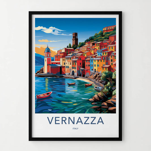 Vernazza Poster - Italy Travel Art - Colorful Coastal Village Home Decor
