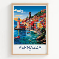 Vernazza Poster - Italy Travel Art - Colorful Coastal Village Home Decor