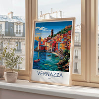 Vernazza Poster - Italy Travel Art - Colorful Coastal Village Home Decor