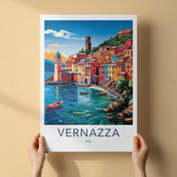 Vernazza Poster - Italy Travel Art - Colorful Coastal Village Home Decor