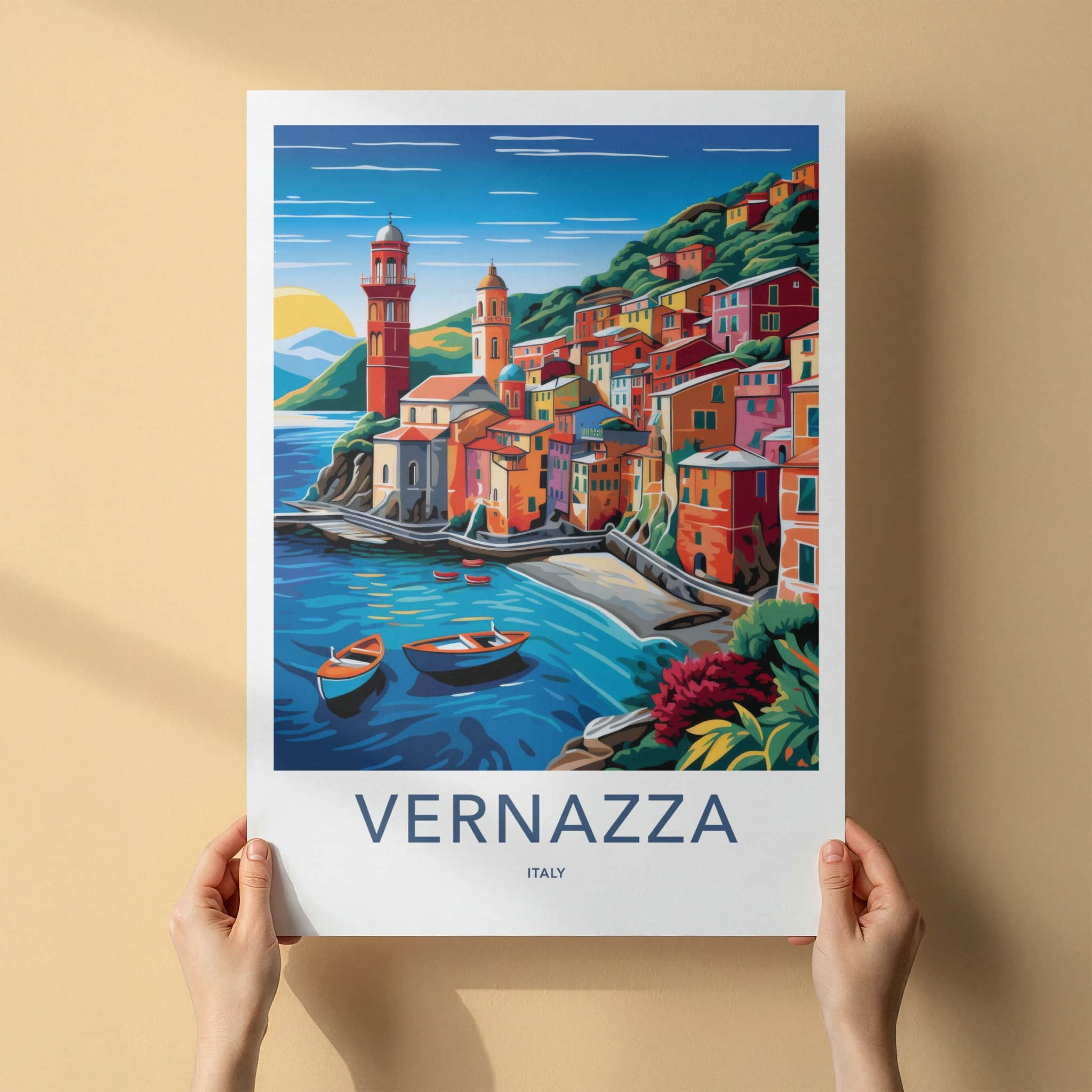 Vernazza Poster - Italy Travel Art - Vibrant Coastal Village Wall Decor
