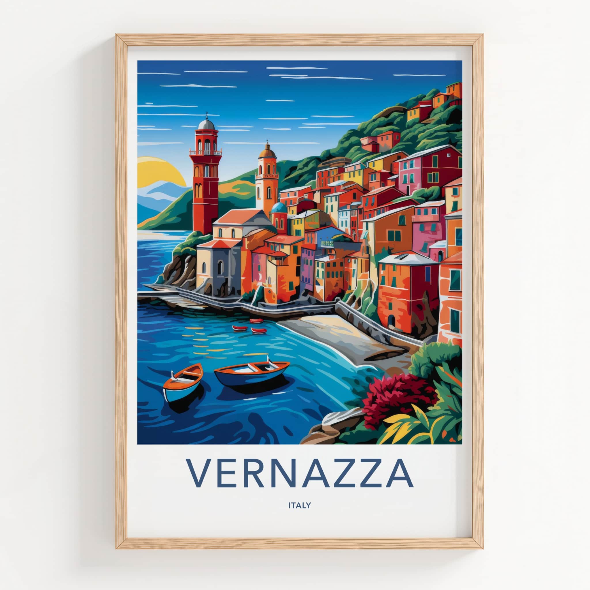 Vernazza Poster - Italy Travel Art - Vibrant Coastal Village Wall Decor
