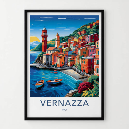 Vernazza Poster - Italy Travel Art - Vibrant Coastal Village Wall Decor