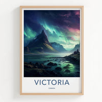 Victoria Canada Poster - Aurora Borealis Print With Mountain