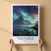 Victoria Canada Poster - Aurora Borealis Print With Mountain