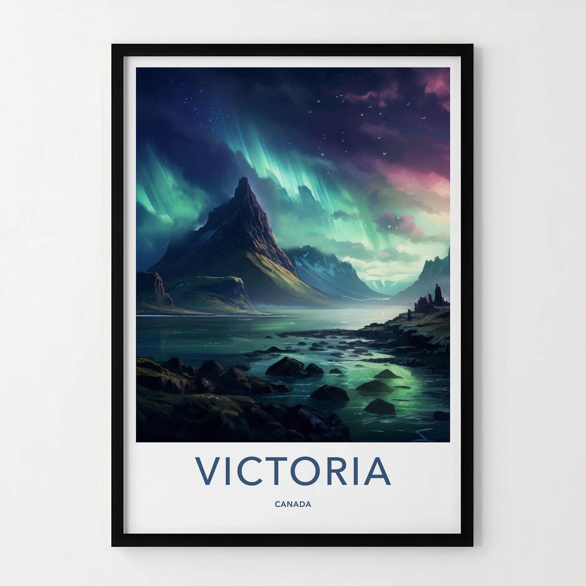 Victoria Canada Poster - Aurora Borealis Print With Mountain
