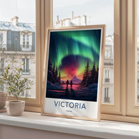 Victoria Canada Poster - Northern Lights Print With Mountain