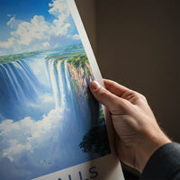 Victoria Falls Poster - Zambia Travel Art - Grand Waterfall Scene Home Decor