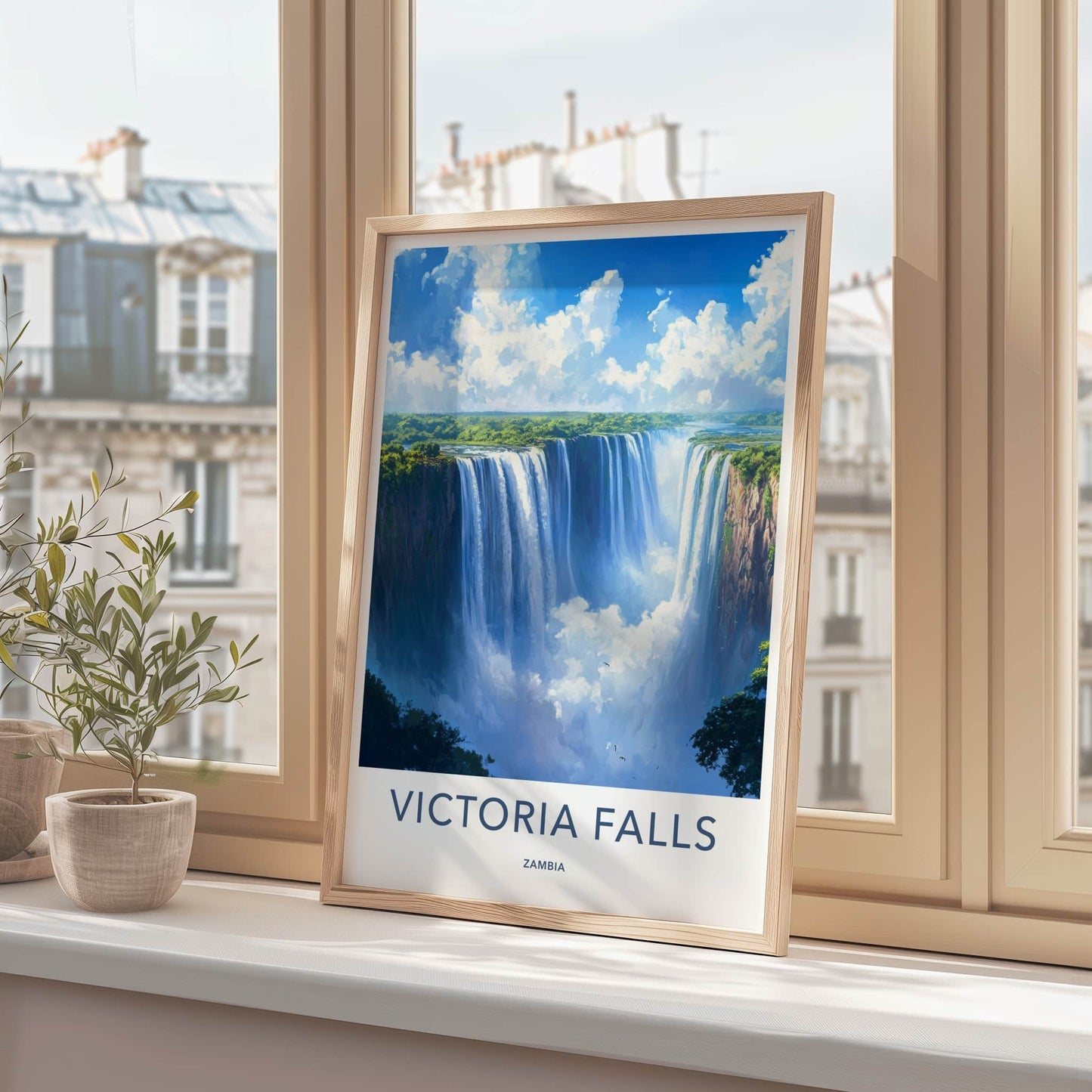 Victoria Falls Poster - Zambia Travel Art - Grand Waterfall Scene Home Decor
