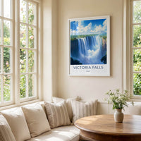 Victoria Falls Poster - Zambia Travel Art - Grand Waterfall Scene Home Decor