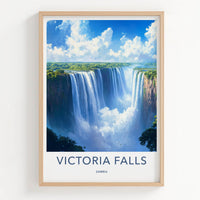Victoria Falls Poster - Zambia Travel Art - Grand Waterfall Scene Home Decor