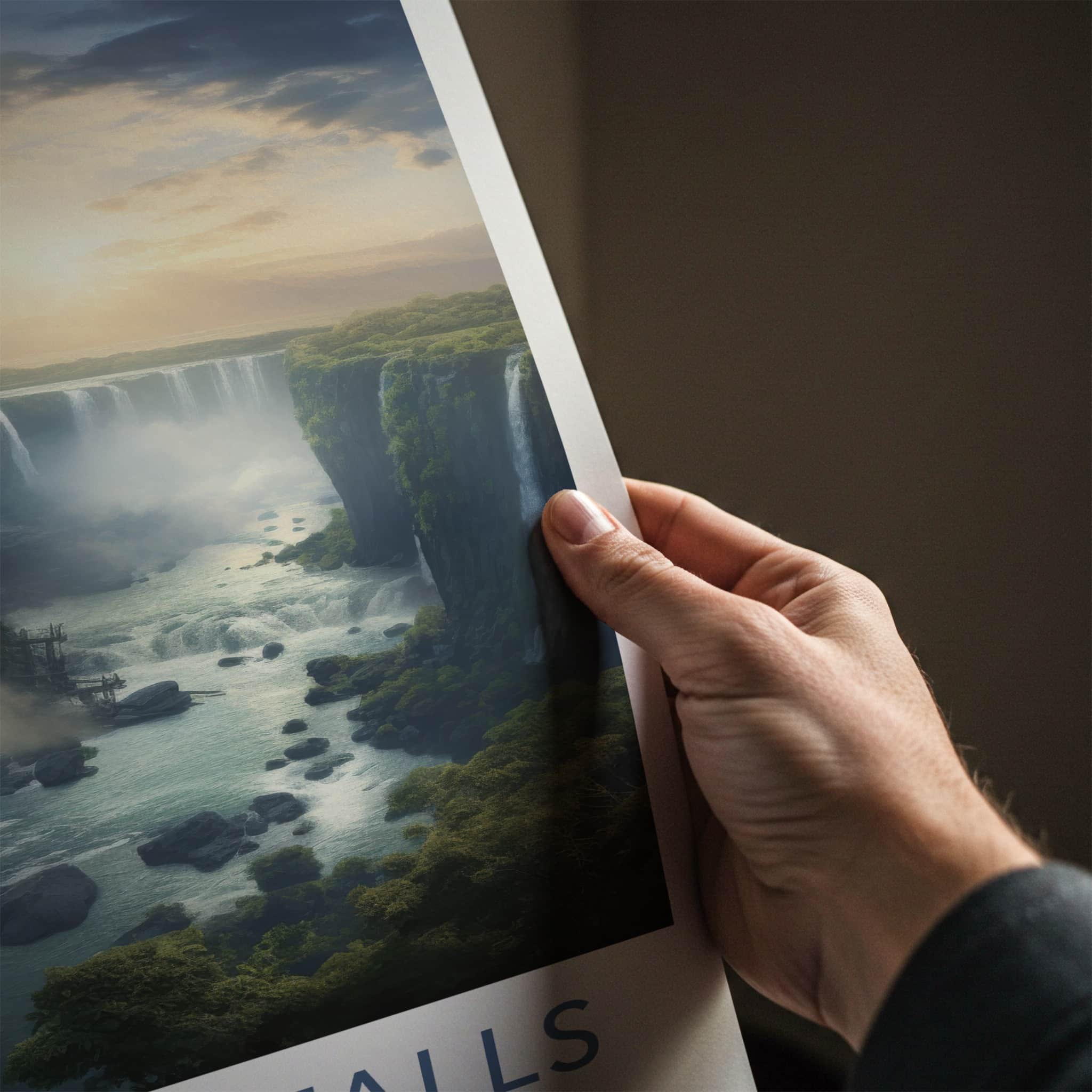 Victoria Falls Poster - Zambia Travel Art - Lush River Canyon Home Decor