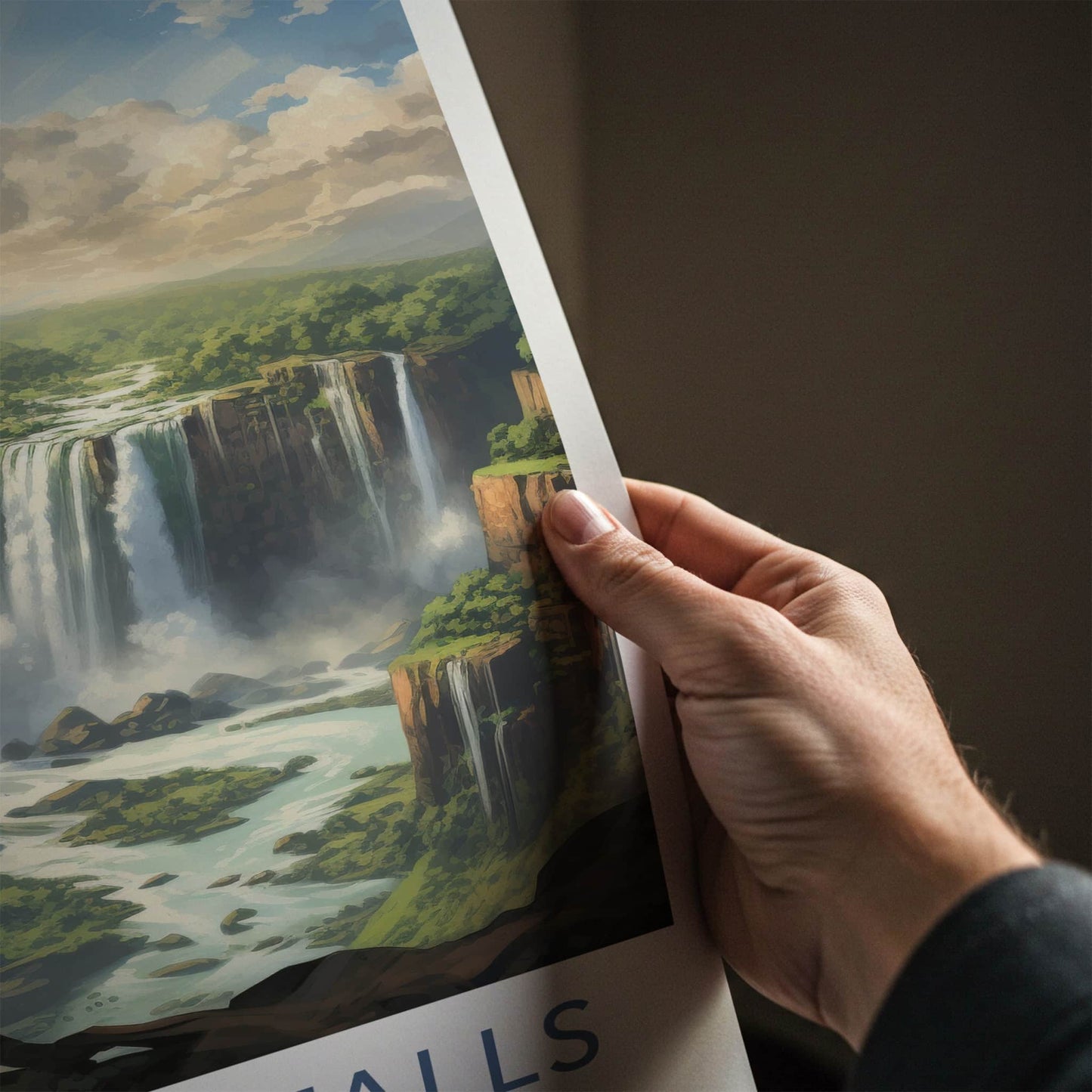 Victoria Falls Poster - Zimbabwe Travel Art - Cascading River Falls Home Decor