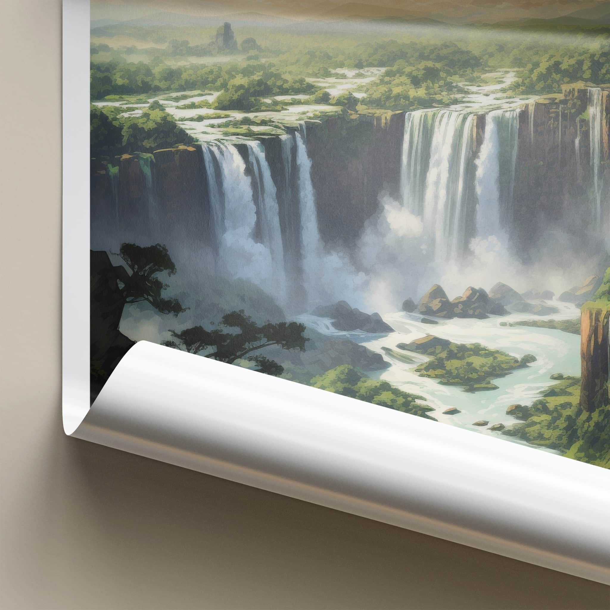 Victoria Falls Poster - Zimbabwe Travel Art - Cascading River Falls Home Decor