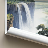 Victoria Falls Poster - Zimbabwe Travel Art - Cascading Water Mist Home Decor