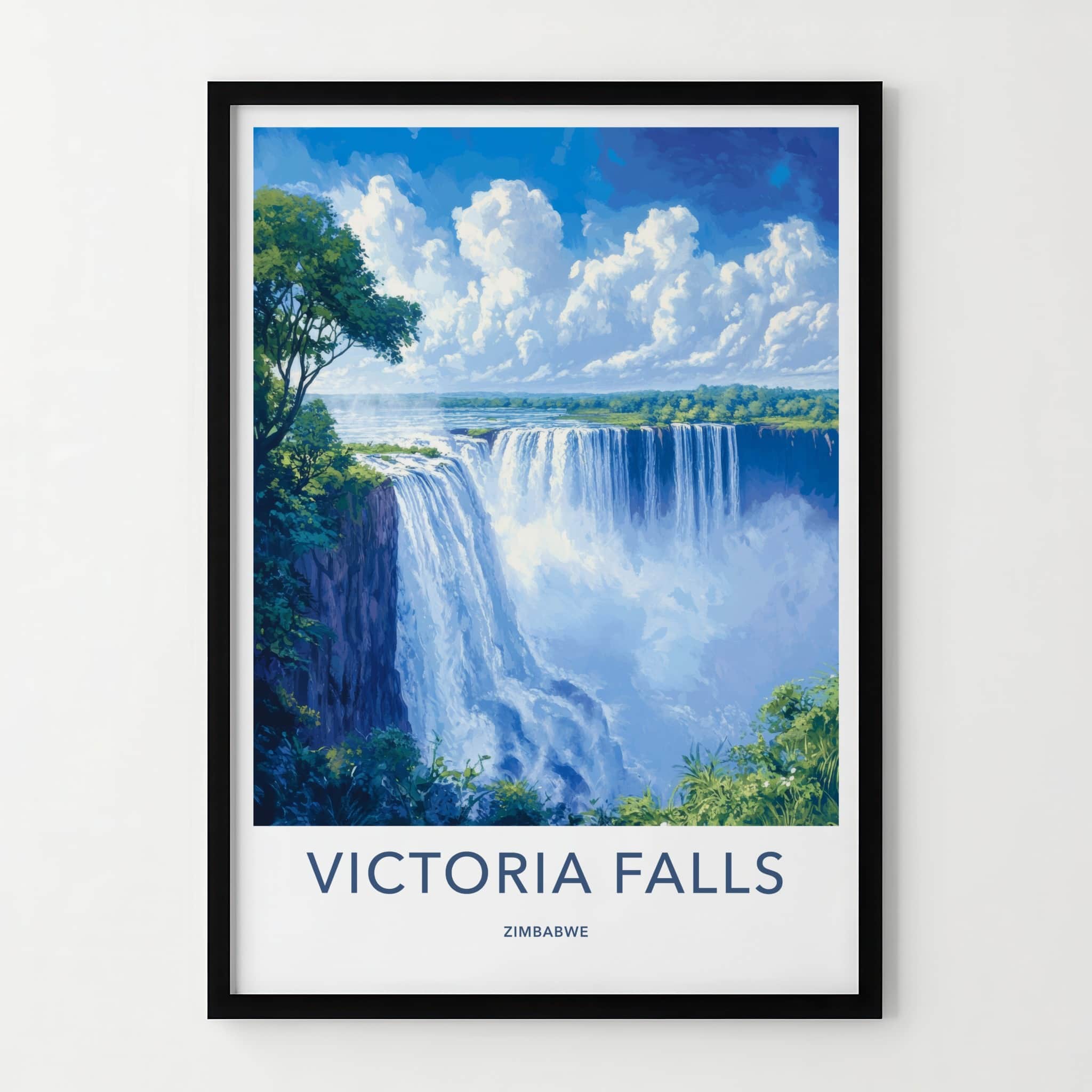 Victoria Falls Poster - Zimbabwe Travel Art - Grand Waterfall Vista Home Decor