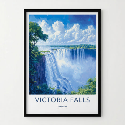 Victoria Falls Poster - Zimbabwe Travel Art - Grand Waterfall Vista Home Decor