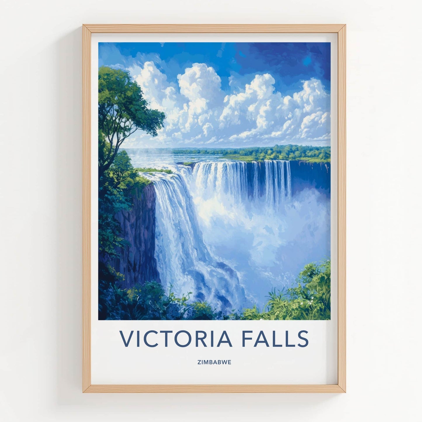 Victoria Falls Poster - Zimbabwe Travel Art - Grand Waterfall Vista Home Decor