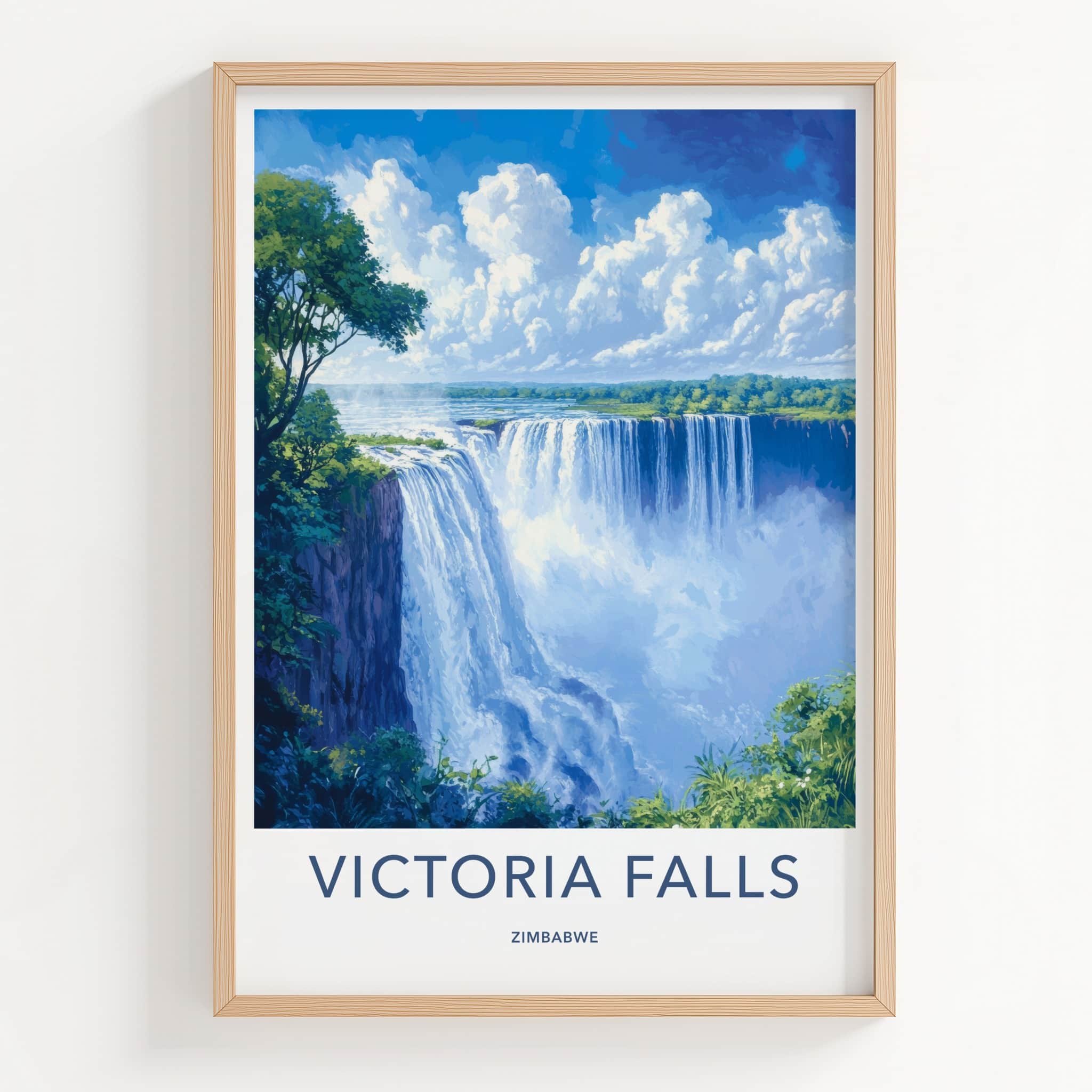 Victoria Falls Poster - Zimbabwe Travel Art - Grand Waterfall Vista Home Decor