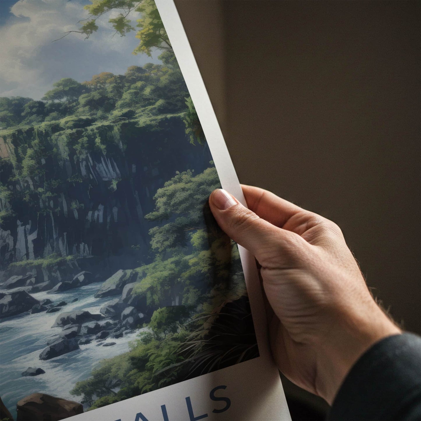 Victoria Falls Poster - Zimbabwe Travel Art - Lush Green Waterfall Home Decor